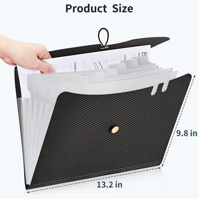 Alt view image 2 of 7 - 7 Pockets Expanding File Folder, A4 Accordion folders, Black