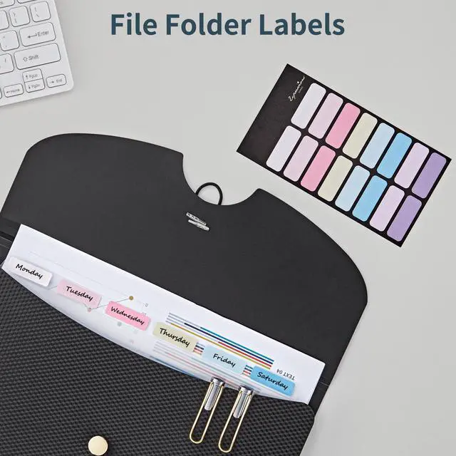 Alt view image 5 of 7 - 7 Pockets Expanding File Folder, A4 Accordion folders, Black