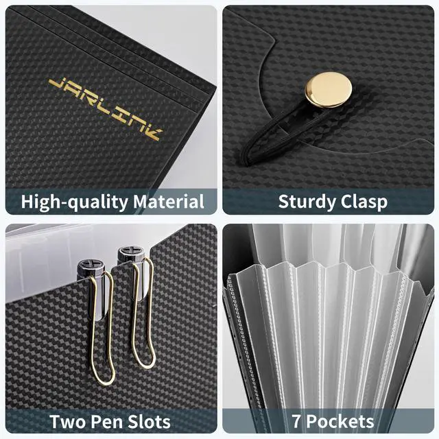 Alt view image 7 of 7 - 7 Pockets Expanding File Folder, A4 Accordion folders, Black