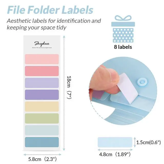 Alt view image 5 of 6 - Expanding File Organizer with 5 Pockets, Accordion File Folders with Labels, Portable Document Paper Bill Receipt Organizer, Home College School Office Supplies, Letter Size,Babyblue