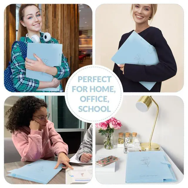 Alt view image 6 of 6 - Expanding File Organizer with 5 Pockets, Accordion File Folders with Labels, Portable Document Paper Bill Receipt Organizer, Home College School Office Supplies, Letter Size,Babyblue