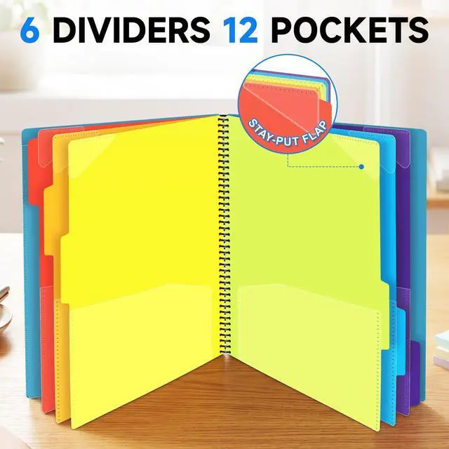 Alt view image 4 of 7 - 12 Pocket Poly Project Organizer for School & Office, Expandable File Folder with Dividers, Durable Accordion Folder for Documents, Homework, Bills Organization (Blue)