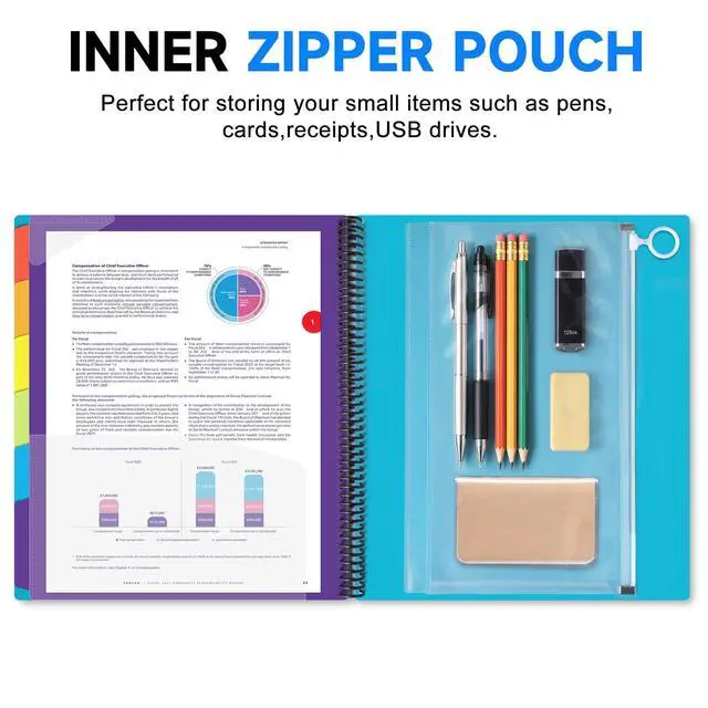 Alt view image 5 of 7 - 12 Pocket Poly Project Organizer for School & Office, Expandable File Folder with Dividers, Durable Accordion Folder for Documents, Homework, Bills Organization (Blue)