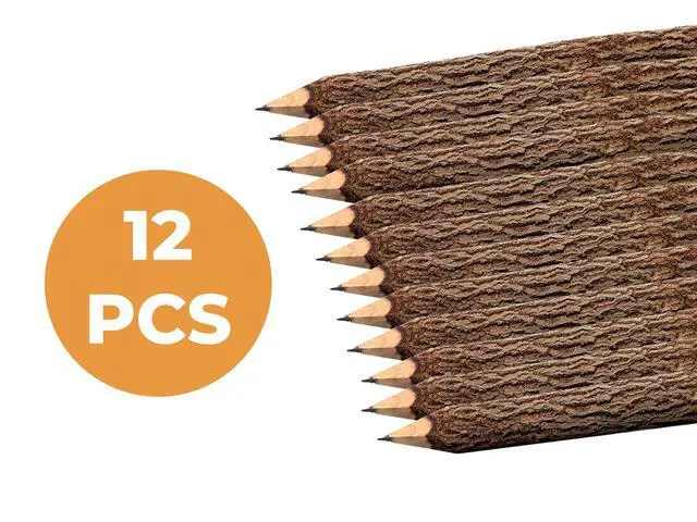 Alt view image 2 of 7 - Wooden Pencils Rustic Bark Twig Natural Wood Pencil 12 Pack 5 Inch for Kids Classroom Woodland Party Favors Camping Day Decorations Camp Themed Supplies Novelty Gifts