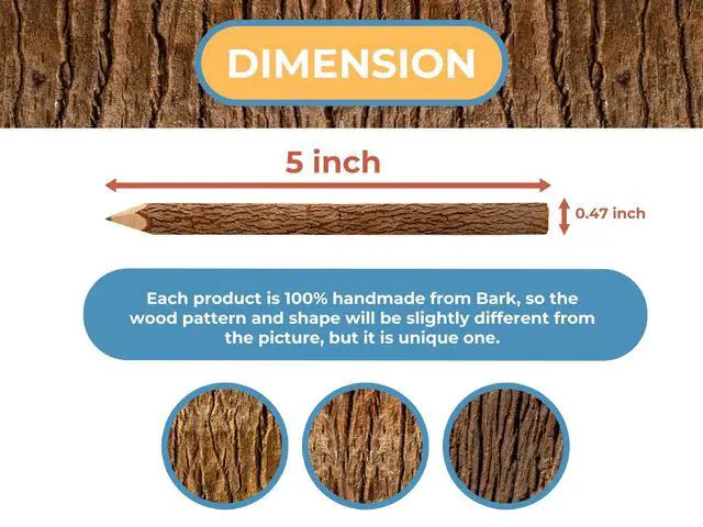 Alt view image 4 of 7 - Wooden Pencils Rustic Bark Twig Natural Wood Pencil 12 Pack 5 Inch for Kids Classroom Woodland Party Favors Camping Day Decorations Camp Themed Supplies Novelty Gifts