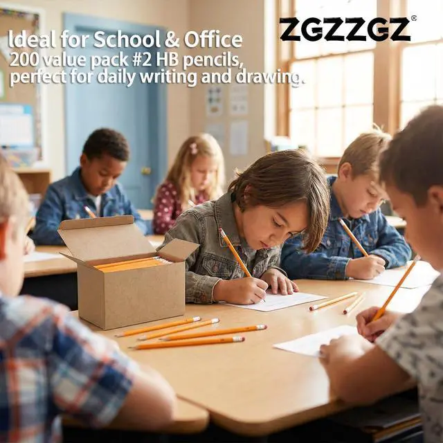 Alt view image 5 of 6 - Wood-Cased #2 HB Pencils, 200 Pack Sharpened Yellow Pencils with Erasers, Bulk Pack Graphite Pencils for School and Teacher Supplies, Writing, Drawing and Sketching (200)