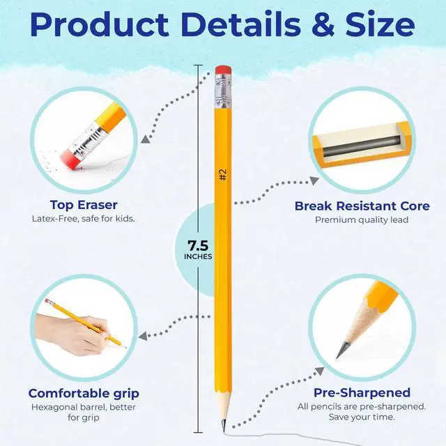 Alt view image 2 of 7 - 210 Pack Pencils Bulk, Pre Sharpened Pencils #2, Yellow Pencil