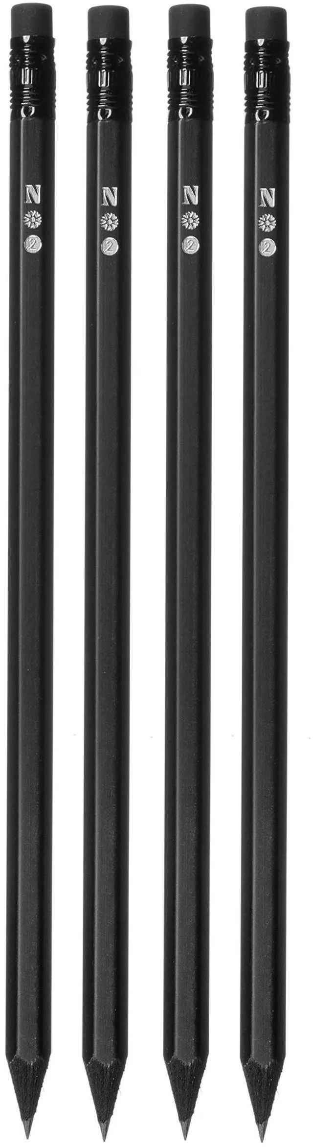 Alt view image 3 of 5 - 4pc Black Pencils #2 Set | All Black Wood Writing Pencils