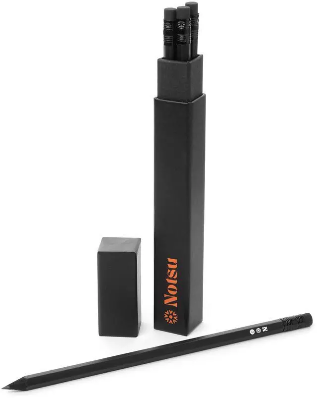 Alt view image 2 of 5 - 4pc Black Pencils #2 Set | All Black Wood Writing Pencils