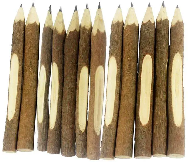 Main image of 12 Pcs Natural Wooden Pencils Wood Tree Branch