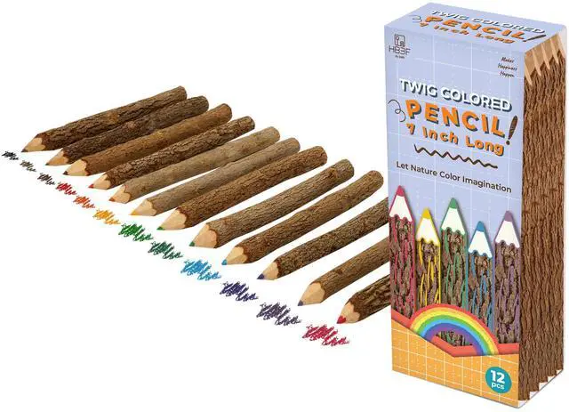 Main image of Bark 7 Inch Colors Pencils Set Assorted-Stick Twig of Wood Pencils Outdoor Colored Wooden Pencil Tree for Child Camping Decorations Color Wood, Color Pencils for Adult Wedding Decorations