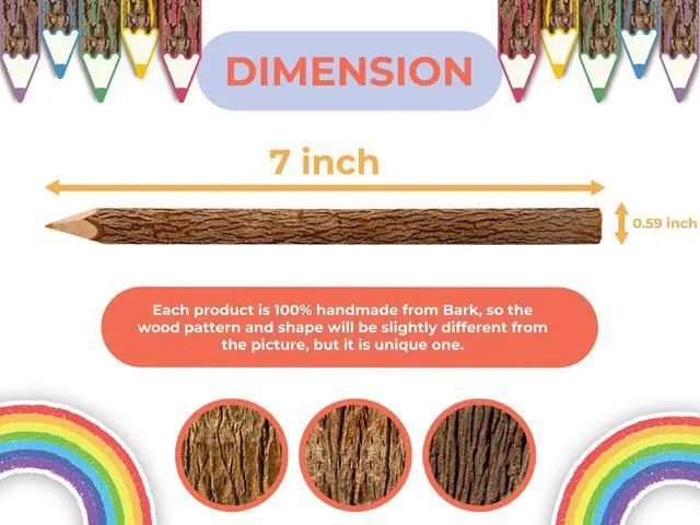 Alt view image 4 of 7 - Bark 7 Inch Colors Pencils Set Assorted-Stick Twig of Wood Pencils Outdoor Colored Wooden Pencil Tree for Child Camping Decorations Color Wood, Color Pencils for Adult Wedding Decorations
