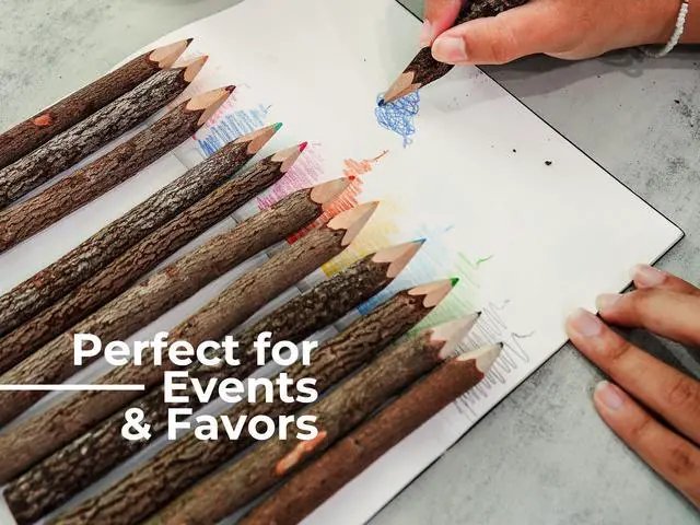 Alt view image 7 of 7 - Bark 7 Inch Colors Pencils Set Assorted-Stick Twig of Wood Pencils Outdoor Colored Wooden Pencil Tree for Child Camping Decorations Color Wood, Color Pencils for Adult Wedding Decorations