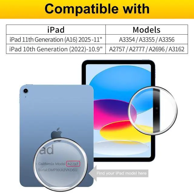 Alt view image 2 of 7 - 2-Pack Tempered Glass Screen Protector for iPad 11th Generation (iPad A16 11-inch 2025) / iPad 10th Gen (2022 10.9-inch) - Ultra HD Clear, Anti-Scratch, Bubble-Free Installation