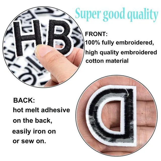 Alt view image 2 of 7 - 72Pcs Iron on Letter & Number Patches for Clothes, Backpack, Black