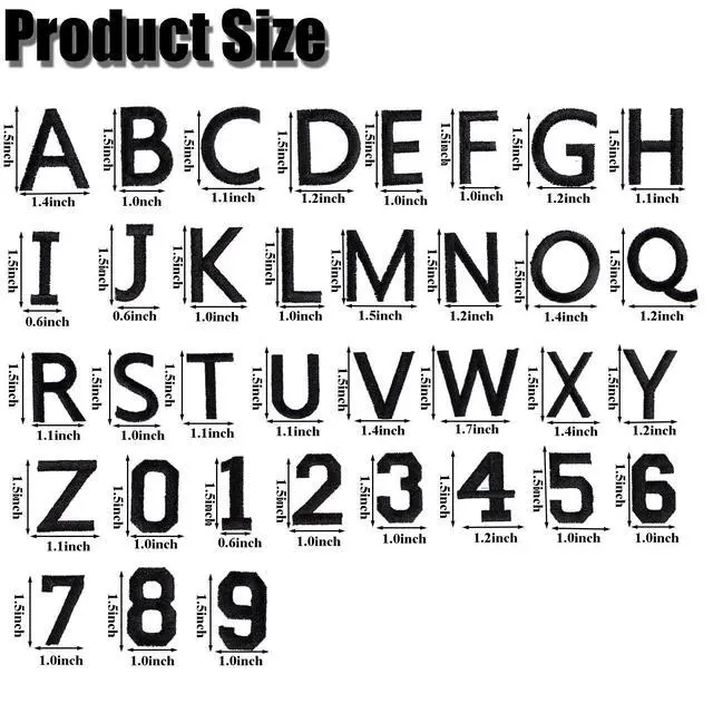 Alt view image 3 of 7 - 72Pcs Iron on Letter & Number Patches for Clothes, Backpack, Black