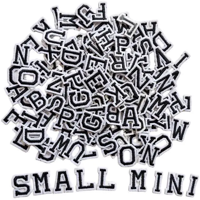 Main image of 130pcs Iron on Letter Patches 0.7 inch, 5 Sets of 26 Embroidered Alphabet A-Z Patches for Clothing Jackets Hats Backpacks Jeans Black
