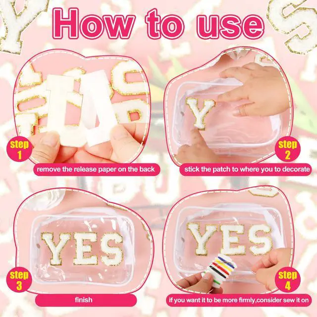 Alt view image 6 of 7 - Self-Adhesive Chenille Letters Patches: 52PCS White for DIY Clothes