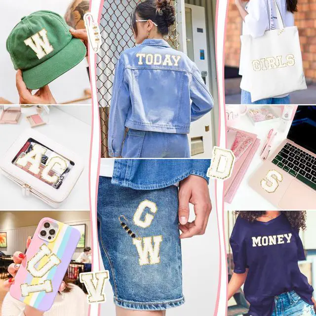 Alt view image 7 of 7 - Self-Adhesive Chenille Letters Patches: 52PCS White for DIY Clothes