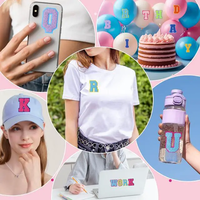 Alt view image 7 of 7 - 26 Pcs Colorful Self Adhesive Letter Patches Chenille Letter Stickers A-Z Embroidered Patches Alphabet Applique Patches for Clothes Bags Hats Jeans Phone Case DIY Accessories