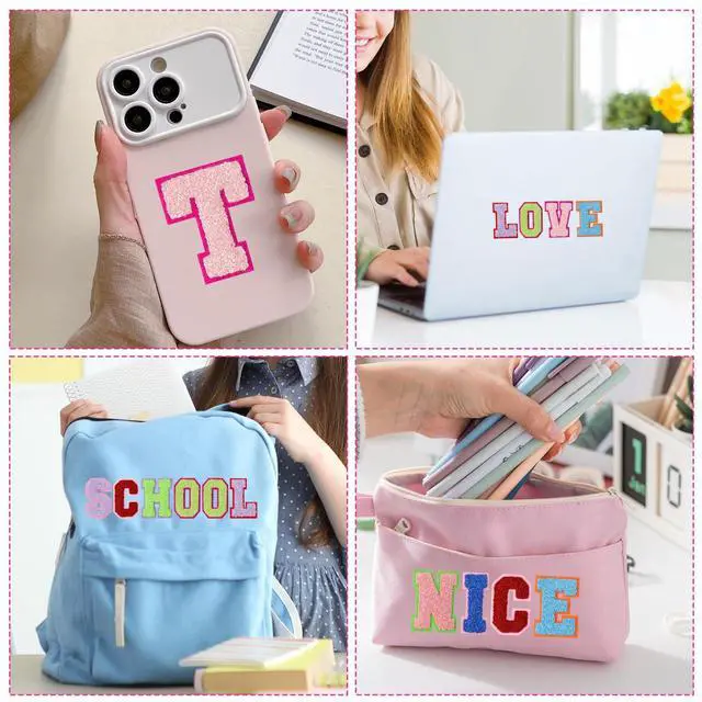 Alt view image 6 of 7 - 26 Pcs Colorful Self Adhesive Letter Patches Chenille Letter Stickers A-Z Embroidered Patches Alphabet Applique Patches for Clothes Bags Hats Jeans Phone Case DIY Accessories