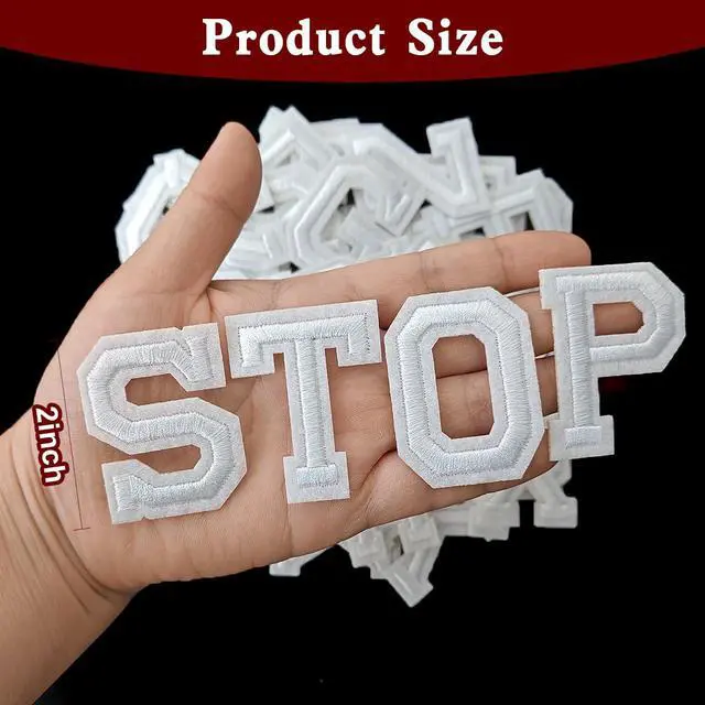 Alt view image 2 of 7 - 52Pcs Iron on Letter Patches, Letters A-Z Embroidered Applique Patches for Clothes, Skirts, Hats, Socks, Jeans DIY Accessories - White