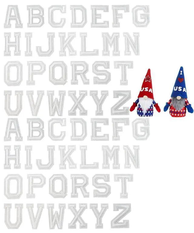 Alt view image 7 of 7 - 52Pcs Iron on Letter Patches, Letters A-Z Embroidered Applique Patches for Clothes, Skirts, Hats, Socks, Jeans DIY Accessories - White