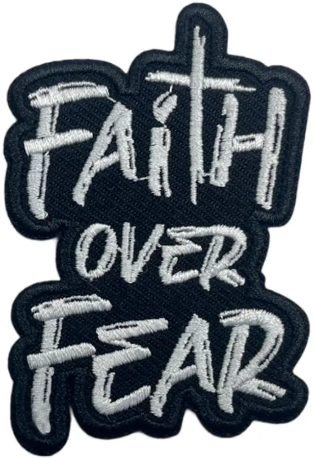 Main image of Faith Over Fear Patch-3 Inches Iron On/Sew On Embroidered Applique Patch, Embroidery Patches for Clothes Backpacks Hats, Embroidered Patch, Funny Christian DIY Accessories