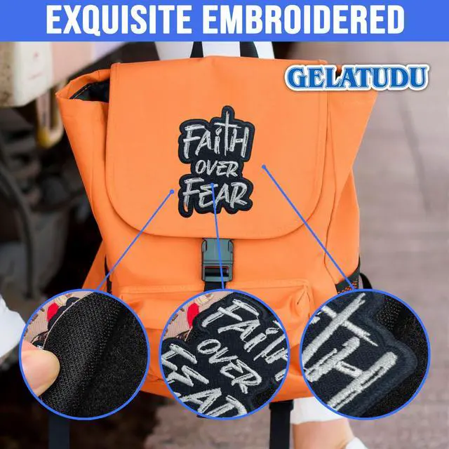 Alt view image 3 of 6 - Faith Over Fear Patch-3 Inches Iron On/Sew On Embroidered Applique Patch, Embroidery Patches for Clothes Backpacks Hats, Embroidered Patch, Funny Christian DIY Accessories