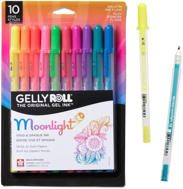 Main image of Gelly Roll Moonlight Gel Pen Set, Bold Tip, Opaque Colors, 10 PK 38176 | Bold Point Ink Pen for Journaling, Art & Drawing, Opaque Ink Pops on Light & Dark Paper, Creamy Smooth Flow