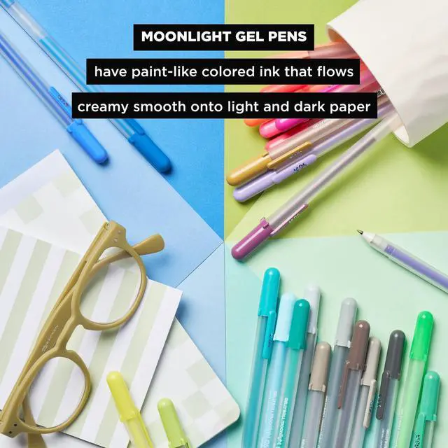 Alt view image 4 of 7 - Gelly Roll Moonlight Gel Pen Set, Bold Tip, Opaque Colors, 10 PK 38176 | Bold Point Ink Pen for Journaling, Art & Drawing, Opaque Ink Pops on Light & Dark Paper, Creamy Smooth Flow