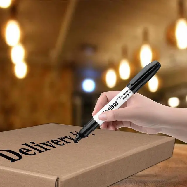 Alt view image 7 of 7 - Permanent Markers Bulk, 60 Pack, Quick Drying & Fade Resistant | Fine Point Marker Set for Wood, Plastic, Paper, Metal