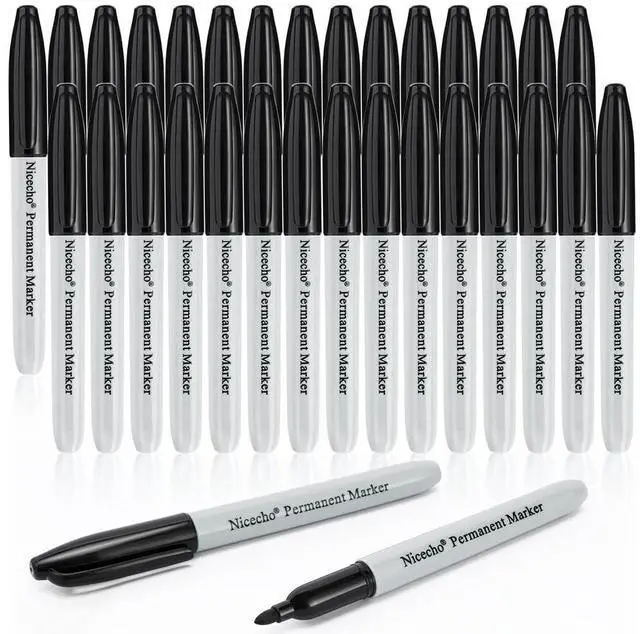 Main image of Permanent Markers, Black Permanent Marker Pens, 30 Count Fine Point Basic Marker Set