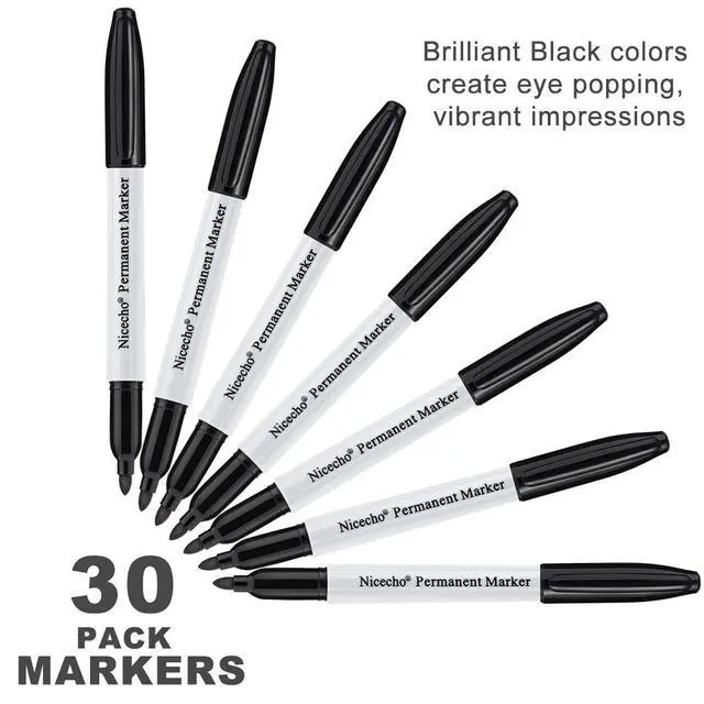 Alt view image 2 of 7 - Permanent Markers, Black Permanent Marker Pens, 30 Count Fine Point Basic Marker Set