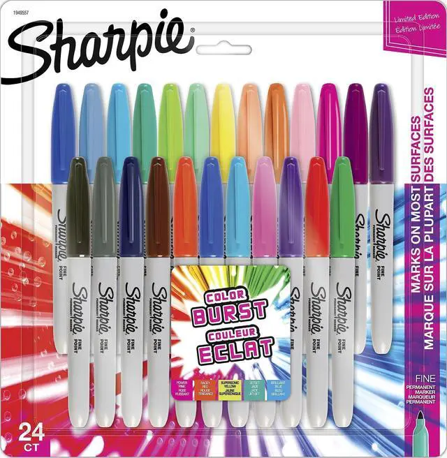 Main image of Permanent Markers, Color Burst Limited Edition, Fine Point, Assorted, 24 Count
