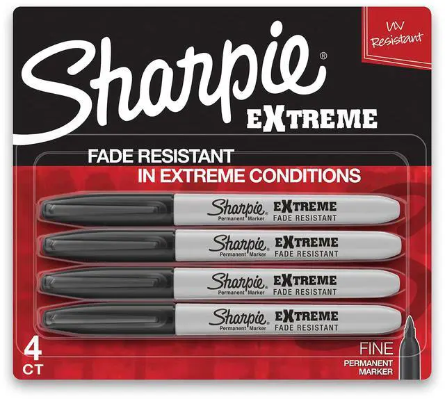 Main image of Extreme Permanent Markers, Fine Point, Black, 4 Count - Fade Resistant Against Both Wet and Dry Outdoor Elements