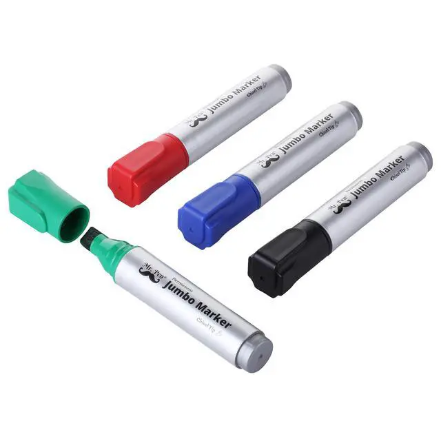 Alt view image 7 of 7 - Jumbo Permanent Markers, 4 Pack, Assorted Color, Chisel Tip | Wide Tip, Large, Thick Permanent Markers for Canvas, Posters Board, Fabric, Window, Glass, Wood, Waterproof, Quick Dry