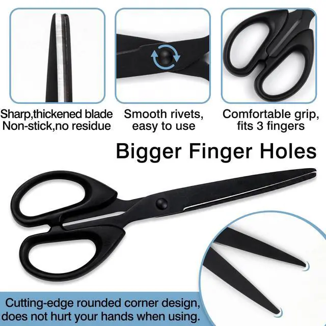 Alt view image 3 of 7 - Black All-Purpose Office Scissors Sharp Stainless Steel Blade Shears with Straight ABS Handle for Home, School & Craft Use