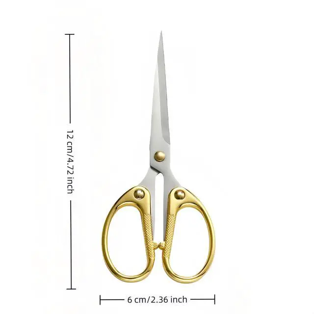 Alt view image 2 of 7 - 5" Stainless Steel Scissors Sharp Blades - Ambidextrous Comfort Grip Multipurpose for Office, Home, School, Crafts, Fabric - Ideal Gift (Gold)