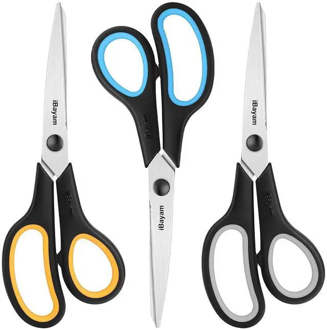 Main image of 8.5" Heavy Duty Black Scissors for Office School Classroom Home Use | Precision 2.5mm Thickness Ultra Sharp Blade| Comfort Grip Right/Left Handles| Multipurpose | Cutting Paper Fabric Packaging