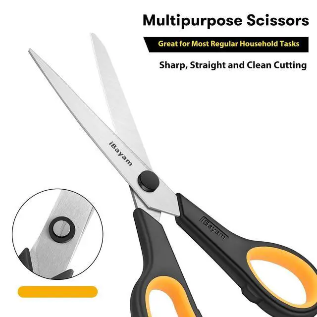 Alt view image 4 of 7 - 8.5" Heavy Duty Black Scissors for Office School Classroom Home Use | Precision 2.5mm Thickness Ultra Sharp Blade| Comfort Grip Right/Left Handles| Multipurpose | Cutting Paper Fabric Packaging