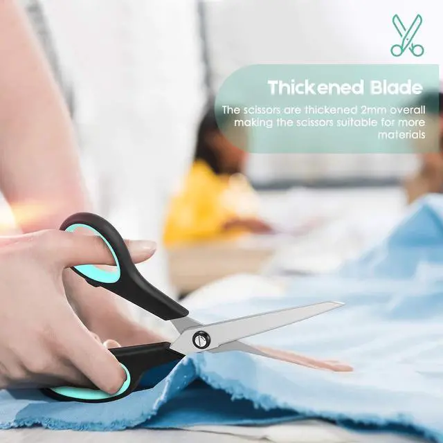 Alt view image 5 of 7 - 8.5" Heavy Duty Black Scissors for Office School Classroom Home Use | Precision 2.5mm Thickness Ultra Sharp Blade| Comfort Grip Right/Left Handles| Multipurpose | Cutting Paper Fabric Packaging