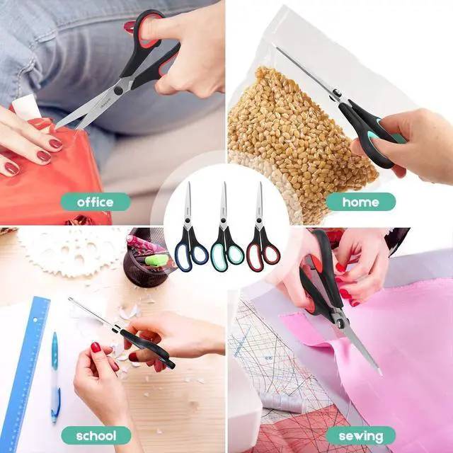 Alt view image 6 of 7 - 8.5" Heavy Duty Black Scissors for Office School Classroom Home Use | Precision 2.5mm Thickness Ultra Sharp Blade| Comfort Grip Right/Left Handles| Multipurpose | Cutting Paper Fabric Packaging