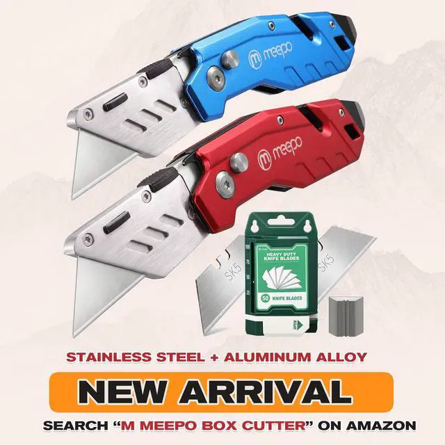 Alt view image 2 of 7 - 4-Pack Box Cutter, Colorful Folding Utility Knife w/ 10 pcs Blades | Tough Design, Razor Sharp Blade, Comfortable Handle, Can cut Drywall, Sheet Plastic, Linoleum, Boxes, Rope
