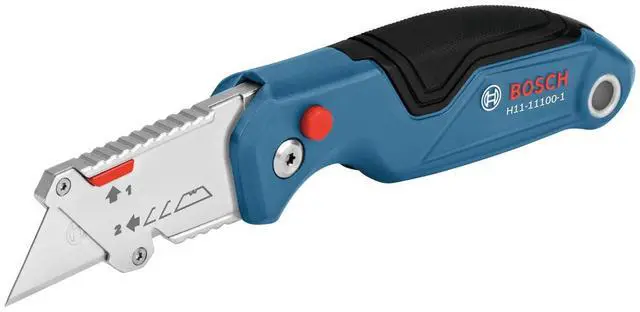 Main image of H11-11100-1 Folding Utility Knife | Compact, Portable, Durable Box Cutter, Heavy Duty Utility Knife with Integrated Blade Storage, Thumb Rest, Belt Clip, Strap Cutter, 3 Blades