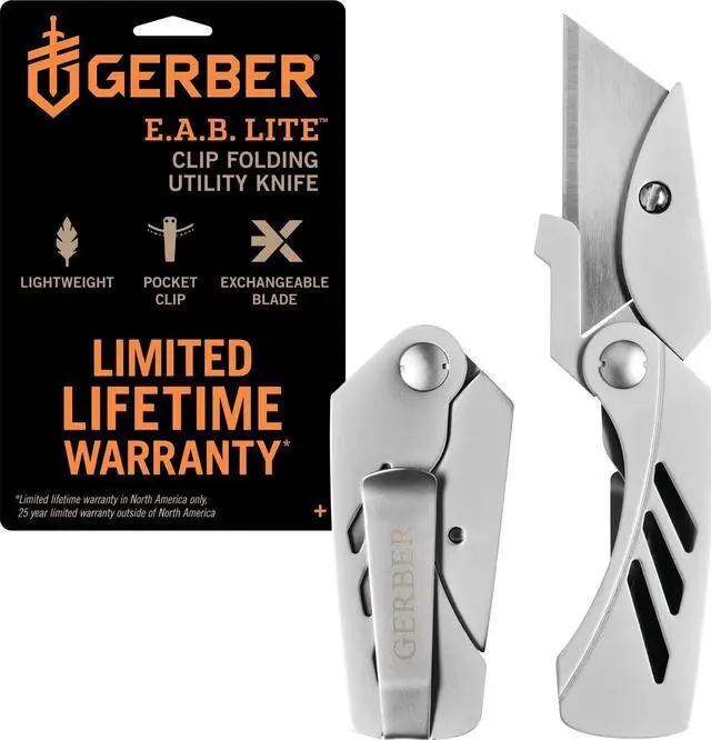 Main image of Gear EAB Lite Pocket Razor Knife with Money Clip - EDC Gear Folding Stainless Steel Utility Knife with Box Cutter Blade for Everyday Carry | 31-000345