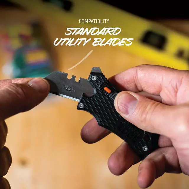 Alt view image 2 of 7 - SlideWinder - Utility Knife Multitool with Standard Replaceable Razor Blade, Screwdrivers, Prybar, Bottle Opener and Pocket Clip with Locking Auto-Retracting Blade (Black)