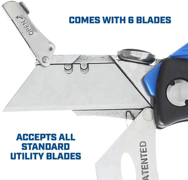 Alt view image 3 of 7 - 12119 Utility Knife & 5 Utility Knife Blade Storage Compartment | Utility Knife Accepts Standard Utility Blades For Home, Office, Trades, and Warehouse