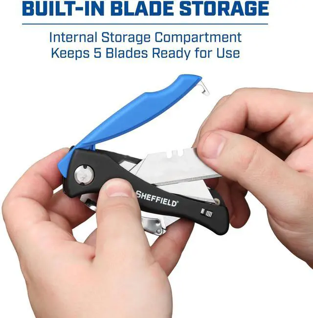 Alt view image 4 of 7 - 12119 Utility Knife & 5 Utility Knife Blade Storage Compartment | Utility Knife Accepts Standard Utility Blades For Home, Office, Trades, and Warehouse