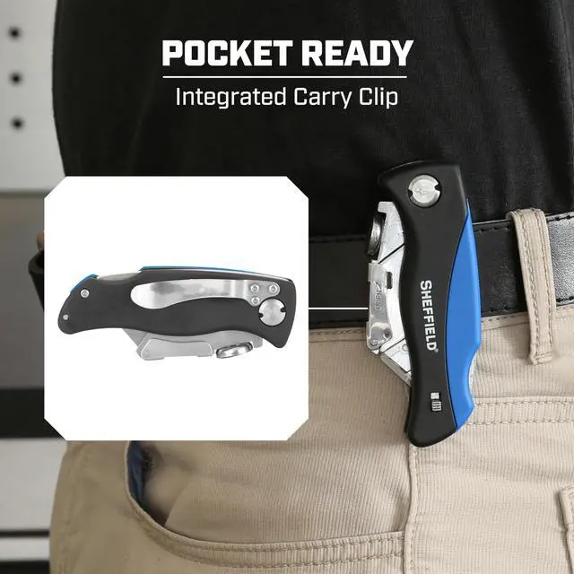 Alt view image 6 of 7 - 12119 Utility Knife & 5 Utility Knife Blade Storage Compartment | Utility Knife Accepts Standard Utility Blades For Home, Office, Trades, and Warehouse